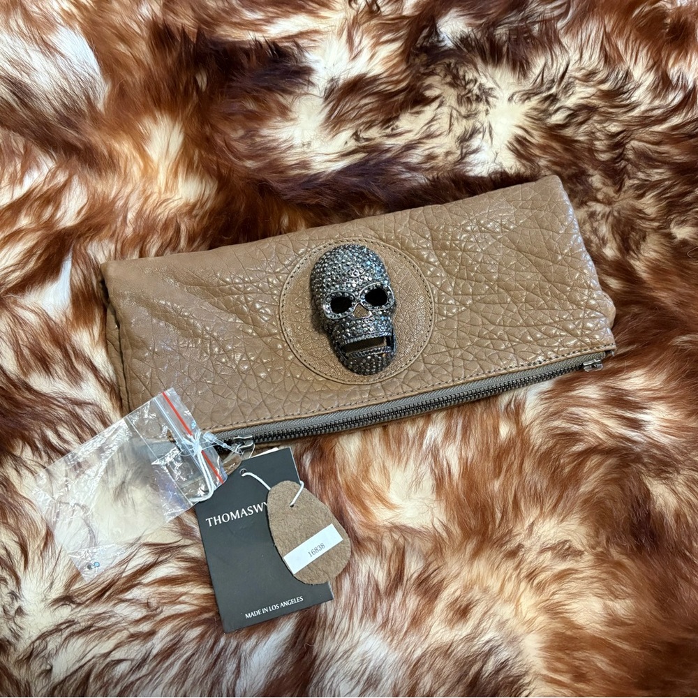 PRICE DROP - Thomas Wylde Leather Skull Clutch Bag NWT